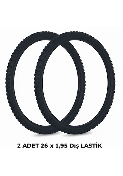 26 Jant Bisiklet Dış Lastik Takımı - 2 Adet 26x1.95 Dağ Bisikleti Mtb Dişli Dış Lastik