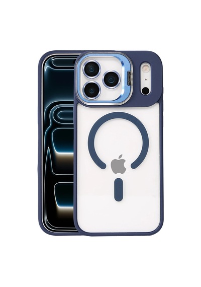 Joko - 159 - Apple İphone 17 Pro Remim Lensli Magsafe Standlı Kapak - Glblseme - - Lacivert