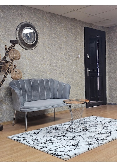 Zafir İkili Papatya Çay Seti Koltuk Krom Sivriltme Ayak, Balkon, Salon, Ofis, Koltuk Takımı, İkili Berjer Gri
