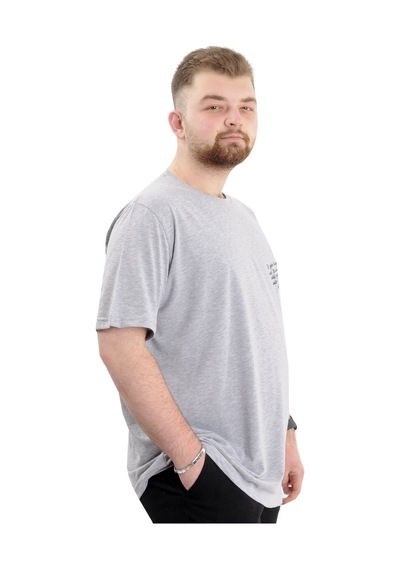 Mode Xl Büyük Beden Erkek Baskılı T-shirt Bisiklet Yaka Rock Tımes U24037 Grimelanj Gri Melanj