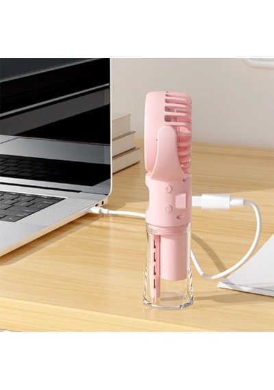 Mini El Fanı-04 F4 Su Damlacık Püskürtmeli Pembe
