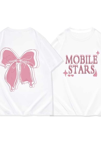 Noıssey Beyaz Mobile Stars Baskılı Oversize Unisex Kadın