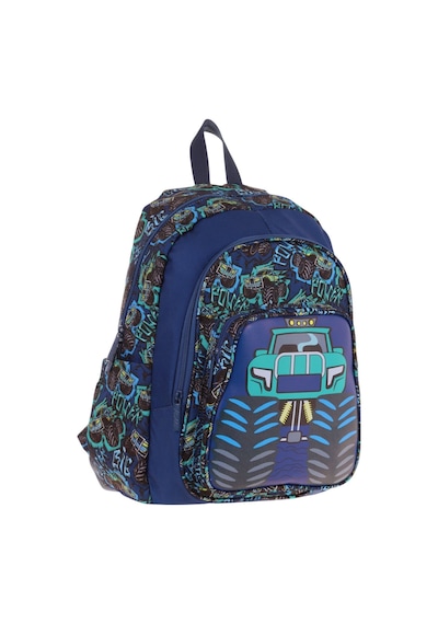 Kaukko Kids Üç Gözlü Erkek Çocuk Okul Sırt Çantası Kamyon Detaylı - L5261 Lacivert - Yeşil