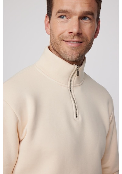 Tudors Pamuklu Dik Yaka Fermuarlı Ekru Unisex Sweatshirt-29414-ekru Ekru