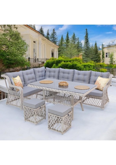 Serena X Rehome Rattan İki Puflu L Köşe Takımı 111