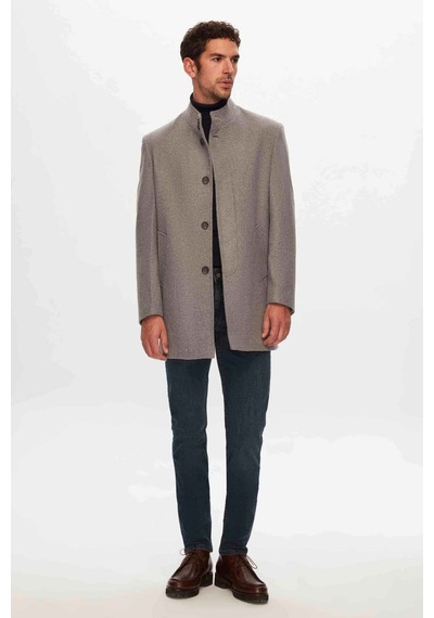 D's Damat Ds Damat Regular Fit Gri Hakim Yaka Kaşe Kaban 5HF08ORT10002 Gri