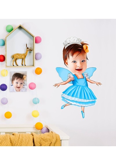 Kişiye Özel Kız Çocuk Balerin Karikatürlü Duvar Sticker 50X70CM