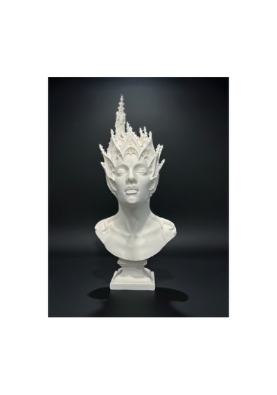 Gotik Kraliçe Büstü - 3d Baskı Fantastik Elf Taçlı Heykel