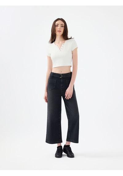 LOFT Crop Kadın Tshirt K.kol Lf2040462 Q1.v1 Ekru