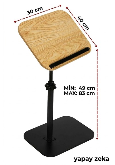 Ayarlanabilir Mdf Laptop Sehpası Ayaklı Çok Amaçlı Sehpa 30x40 Cm Meşe