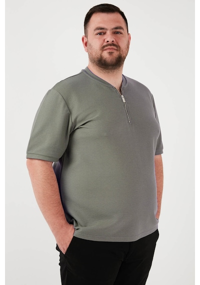 Buratti Büyük Beden Pamuklu Regular Fit Erkek T Shirt 5902653B Haki
