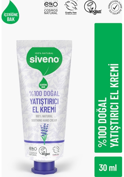 Siveno %100 Doğal El ve Vücut Kremi Lavanta Cilt Yatıştırıcı Onarıcı Yoğun Nemlendirici Vegan 30 ML
