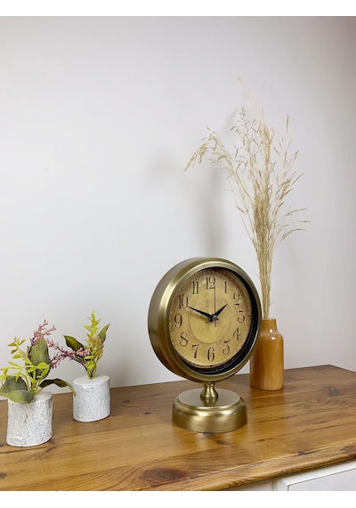 Eskitme Metal Dekoratif Masa Saati 25 20 Cm Renkli