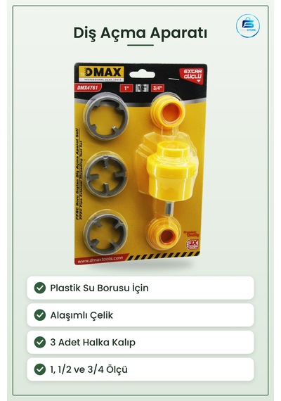 Matkap Ucu Plastik Su Borusu Dış Diş Açma Aparatı 1 3/4 İnç Alaşı
