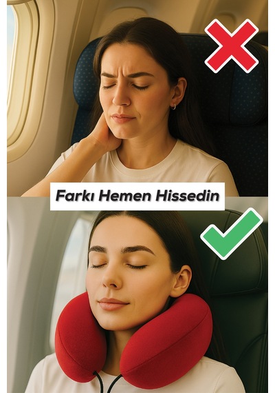 Viscofoam Comfy Ortopedik Seyahat Yastığı Visco Boyun Destekli Seyahat Yastığı - Kırmızı | Ergo Travel