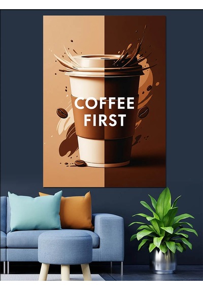 Ahşap Tablo Kahve Sıçraması Reklam Posteri