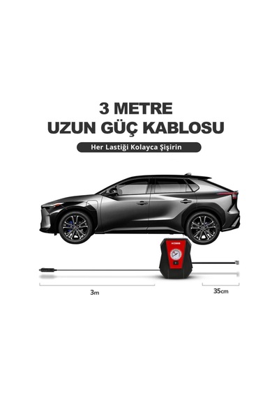 Kb100 12volt 100 Psı Analog Göstergeli Hava Lastik Şişirme Pompas