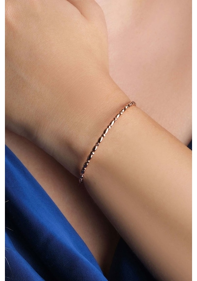 Minimal 18 Ayar Rose Altın Kaplama Gümüş Kelepçe Bileklik Rose