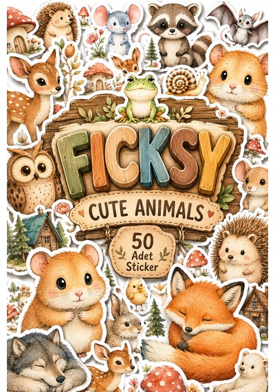 Sevimli Hayvanlar Sticker Seti - 50 Adet Etiket Çıkartma Diğer