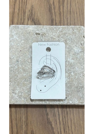Taşlı Sıralı Silver Kıkırdak Küpe Çok Renkli