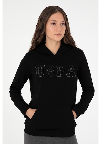 U.S. Polo Assn. Kadın Siyah Basic Kapüşonlu Sweatshirt 50296931-VR046
