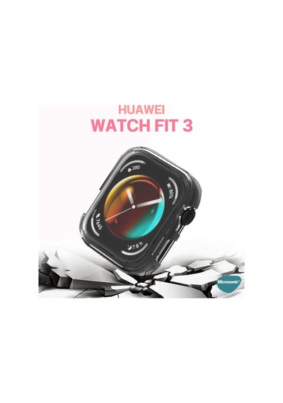 Huawei Watch Fit 3 İçin Kılıf 360 Full Round Soft Silicone Gold Watch Fit 3 İle Uyumlu Kılıf - Gold Çok Renkli