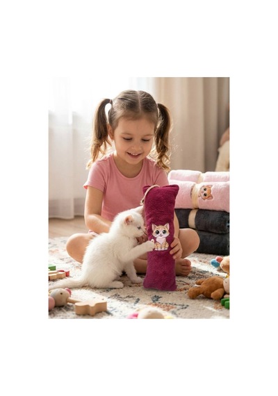 Kedi Köpek Oyuncağı Peluş Baskılı, Yumuşak Kumaşlı Hışırtılı Oyuncak Kırmızı - 937493409