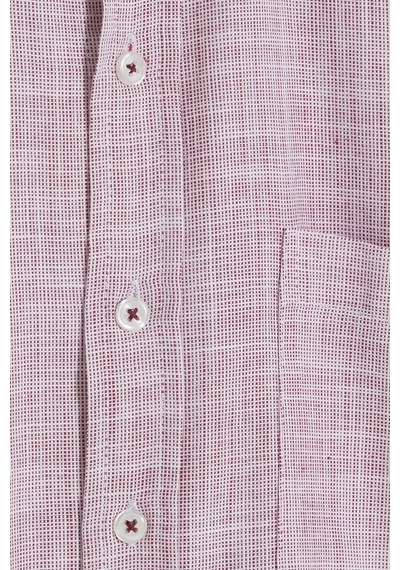 Tudors Erkek Regular Fit Klasik Kesim Oversize %100 Pamuk Keten Doku Bordo Gömlek-42664