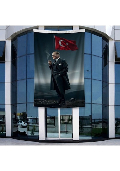 Mustafa Kemal Atatürk Ve Türk Bayrağı Poster Bayrak Raşel Kumal 4x6 Metre Ata61 Diğer