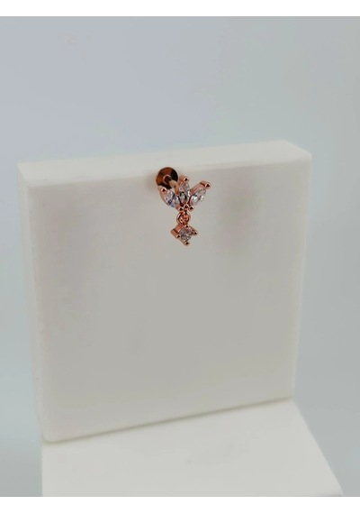 Rose Zirkon Taşlı Uç Kısmı : Pirinç Kıkırdak Bar Uzunluğu : 6 Mm / Bar Kalınlığı 0.8 Mm / Top Boyu 3 Mm - Pt0044-2