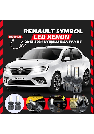 Renault Symbol 2013-2021 Kısa Far Uyumlu Şimşek Etkilii Led Xenon Premium Series H7