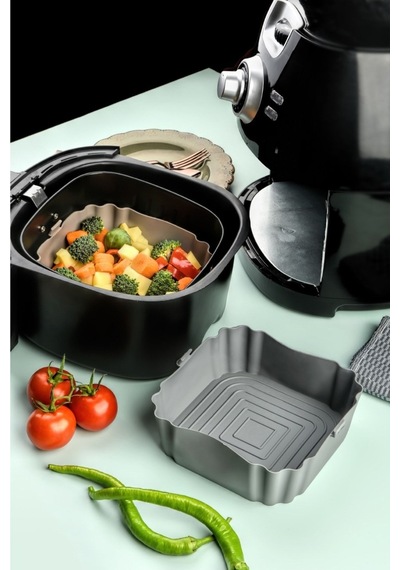 Airfryer Silikon Pişirme Kabı Tüm Airfryer'lere Uyumlu Gri