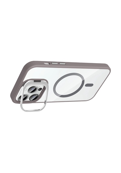 Apple Uyumlu iPhone 14 Pro Max Kılıf Standlı + Kamera Lens Koruma Setli M-safe Şarj Özellikli Mkst Desert Titanyum Desert Titanyum