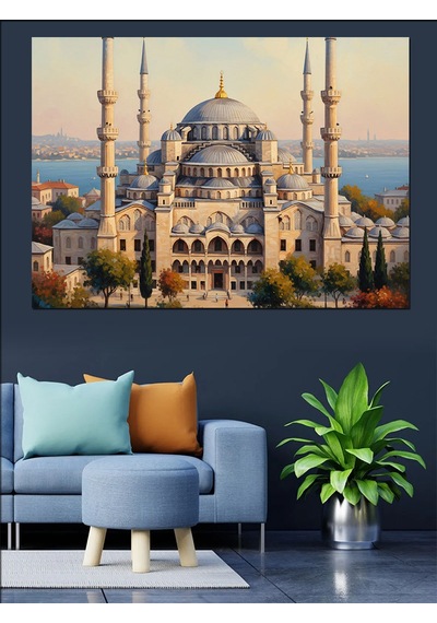 Ahşap Tablo İstanbul Camii Ve Şehir Görünümü