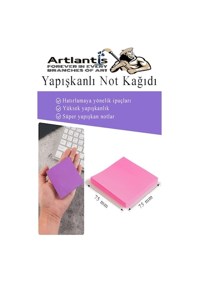 Yapışkanlı Not Kağıdı 3 Renk 450 Sayfa 1 Paket Ebruli Küp Blok Yapışkanlı Postit 75x75 Mm Renkli