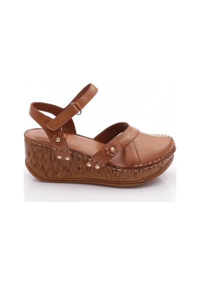 Dgn 217-2064 Kadin Mega Kalin Taban Sandalet Taba