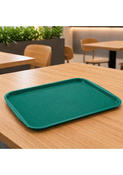 Abs Servis Tepsisi Kaymaz Yüzeyli 32x44 Cm Yeşil Renk Endüstriyel Kullanıma Uygun, Kırılmaz, Bpa Free 7 Renk Seçenekli