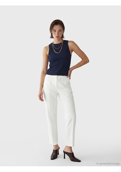 Lcw Eco Beyaz Yüksek Bel Dar Fit Kadın Gabardin Pantolon