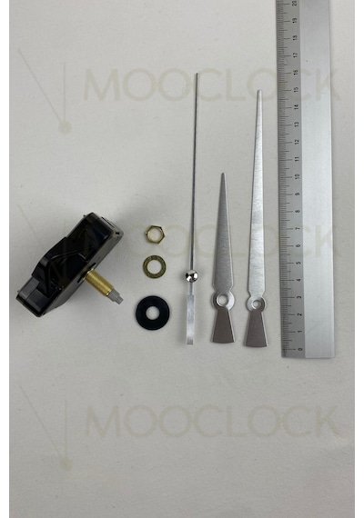 Saat Makinesi, Akar Sessiz Duvar Saati Mekanizması, 22 Mm Şaft, Akrep-yelkovan-saniye- Askılı Gümüş/silver