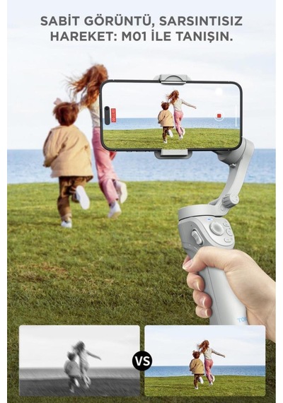 Tripod Gimbal Özellikli Çok Amaçlı Selfie Çubuğu M01 Gri