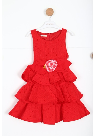 Xo Kids Kız Çocuk Elbise 4-8 Yaş 5899 Kırmızı