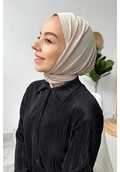 Kahijab Çıtçıtlı Bone - Bej - Standart Bej