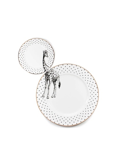 Yvonne Ellen Monokrom Yemek & Yan Tabaklar 26, 5 Cm / 16 Cm - Zürafa 2'li Set Çok Renkli