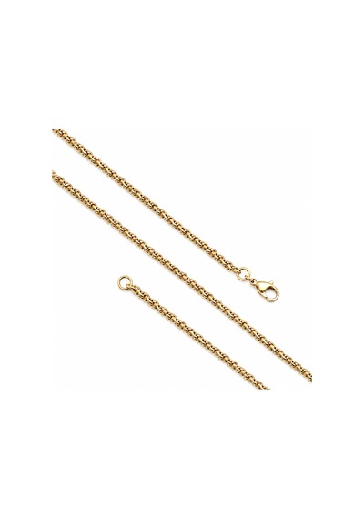 Premium Parlak Ve Şık Hasır Örgü Erkek Çelik Kolye 2mm 55cm 3183eck040 - Gold Renk Altın