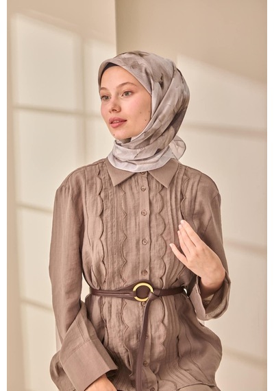 Silk Home Olinda İpek Eşarp 47004-01 Gri, Koyu Vizon, Mor, Koyu Yeşil