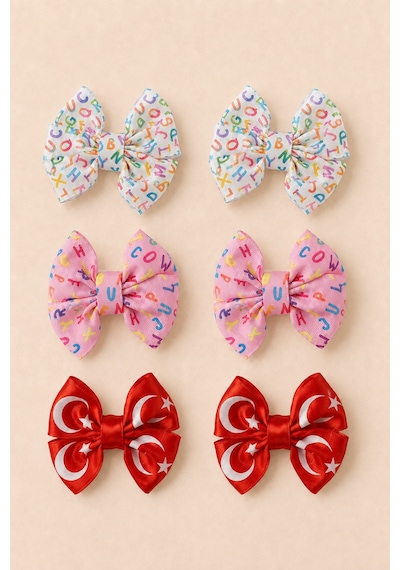 Esila Kids Kız Çocuk Toka Seti Rengarenk Desenli 6'lı Set Çok Renkli-3