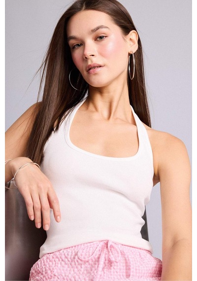Defacto Fıtted Halter Yaka Fitilli Kaşkorse Atlet H8088ax26smwt32 Beyaz-wt32