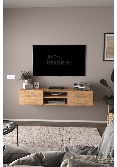 Df17102 Led Işıklı Duvara Monte Tv Ünitesi, 2 Kapaklı Dolaplı, Raflı 150 Cm Tv Alt Ünitesi Atlantik Çam Df17102 Led Işıklı Duvara Monte Tv Ünitesi, 2 Kapaklı Dolaplı, Raflı 150 Cm Tv Alt Ünitesi Atlantik Çam