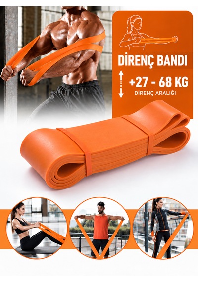 208 Cm Pilates Jimnastik Lastiği Egzersiz Yoga Direnç Bandı Xx Sert - Turuncu 2080x83x0.45 Mm