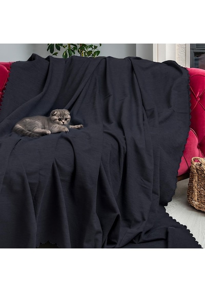 Kaymaz Koltuk Örtüsü Çift Taraflı Mikrofiber Şönil 175x350 Cm Xl- Antrasit Kedi Köpek Ve Çocuk Dostu Antrasit